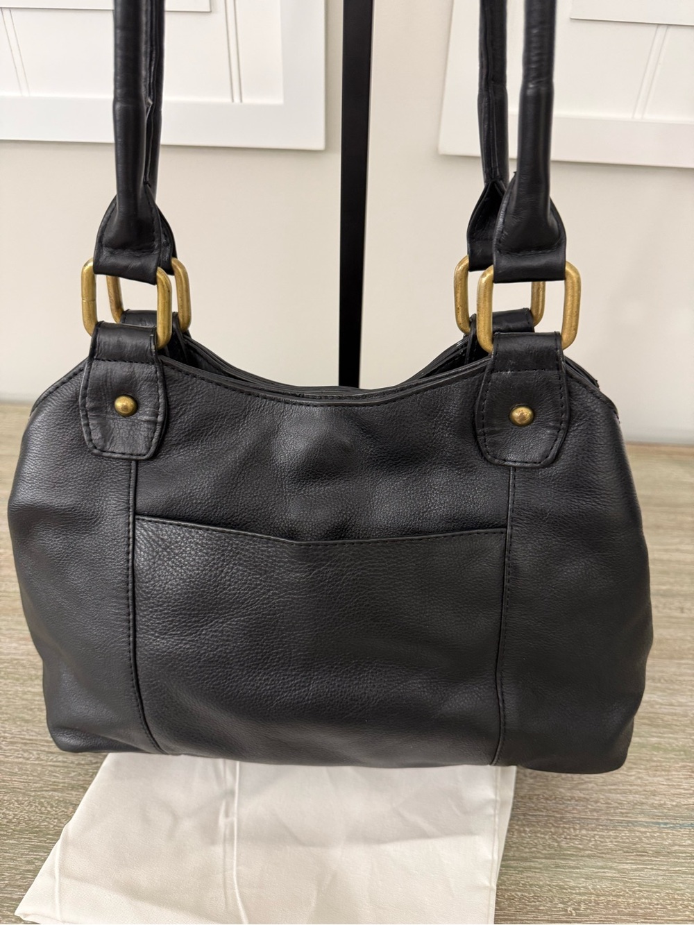 Vintage Black Croc-Embossed Leather Grunge Utility Shoulder Bag - Picture 4 of 16